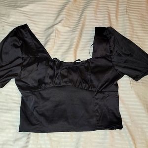 Black Silky Crop Top